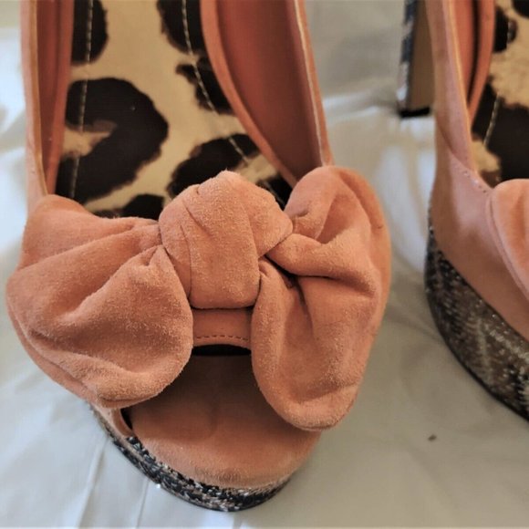 Jessica Simpson Devin 2 Sparkle Platform Stiletto Pink Blush Bow Suede Size 9 B - Picture 7 of 10